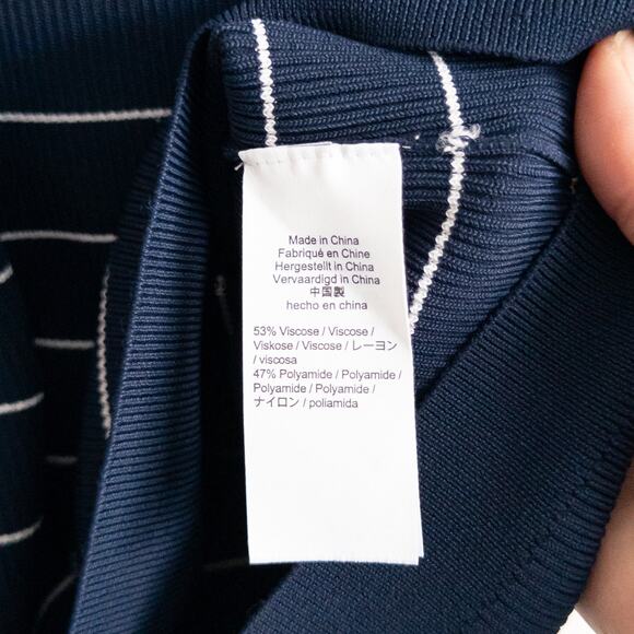 J. Crew Navy and White Stripe Stretchy Pullover Top Size Medium - Picture 5 of 5